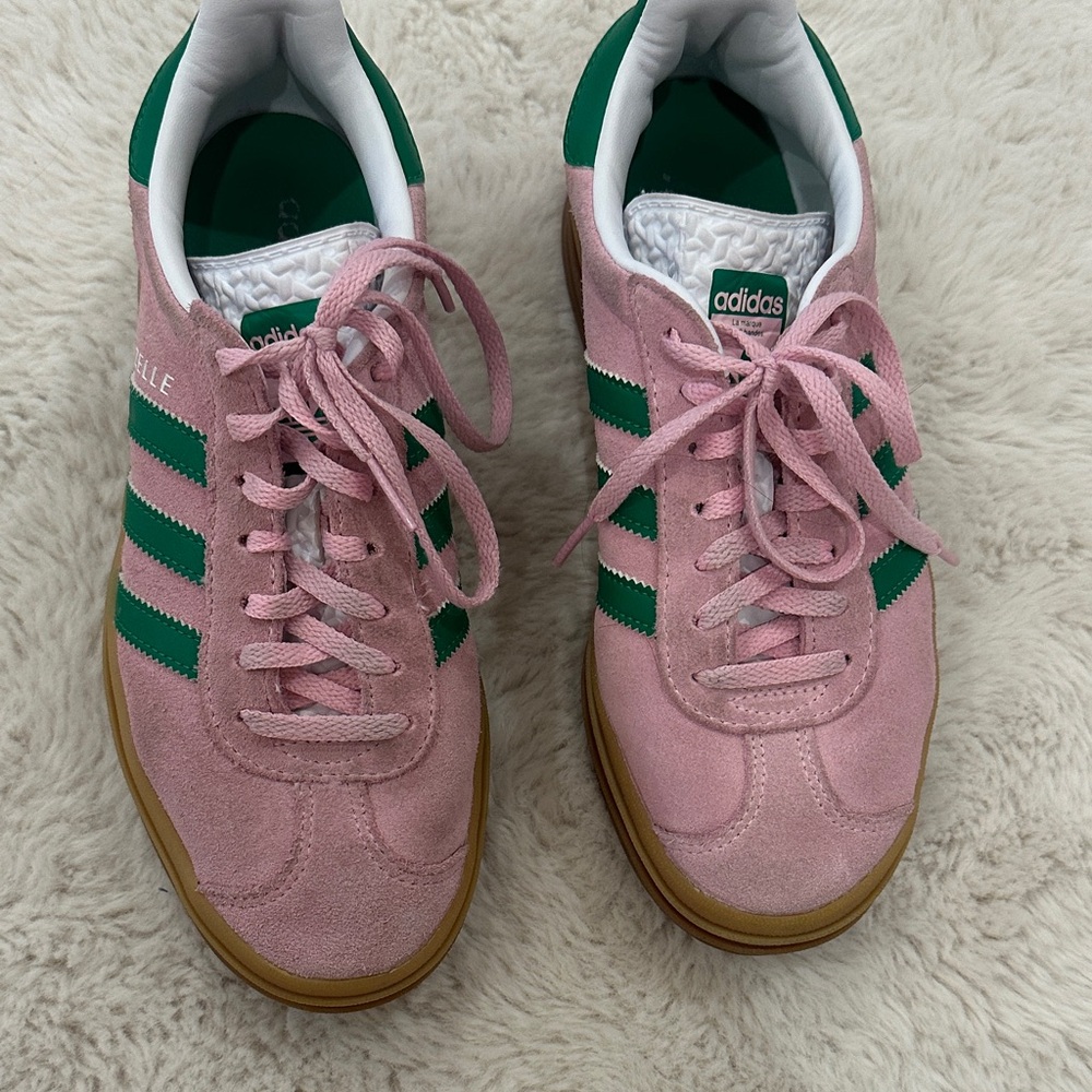 Adidas Gazelle Pink and Green Suede Sneakers